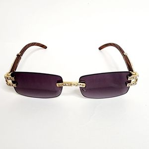 Rhinestone Temple Sunglasses | Rectangle Lens